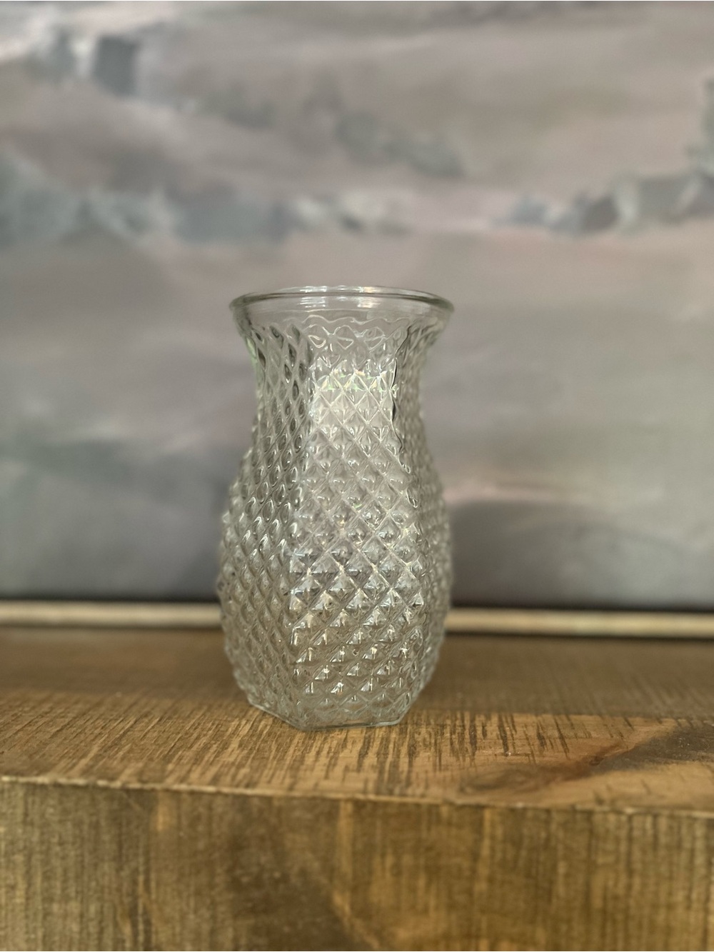 Vintage Hoosier Glass Diamond-Cut Vase #4071 Pineapple Pattern